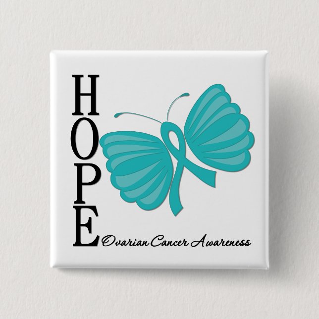 Hope Butterfly Ovarian Cancer Button (Front)