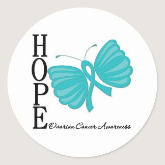 Hope Butterfly Ovarian Cancer Classic Round Sticker