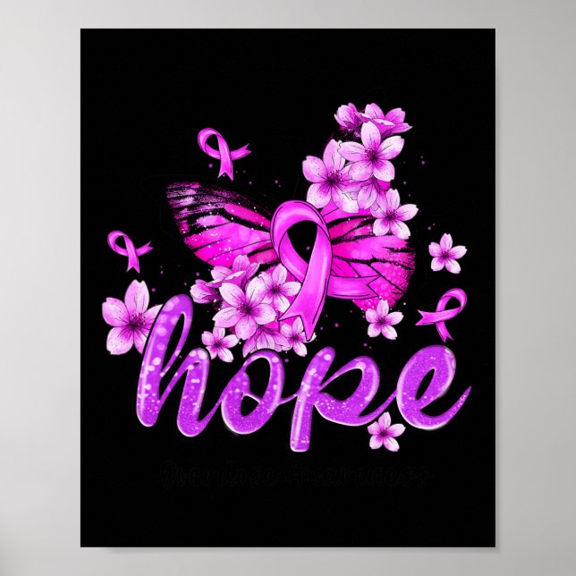 Hope Butterfly Purple Ribbon Overdose Awareness  Poster (Front)