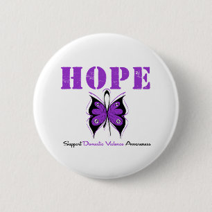 Hope Butterfly Ribbon Domestic Violence Pinback Button
