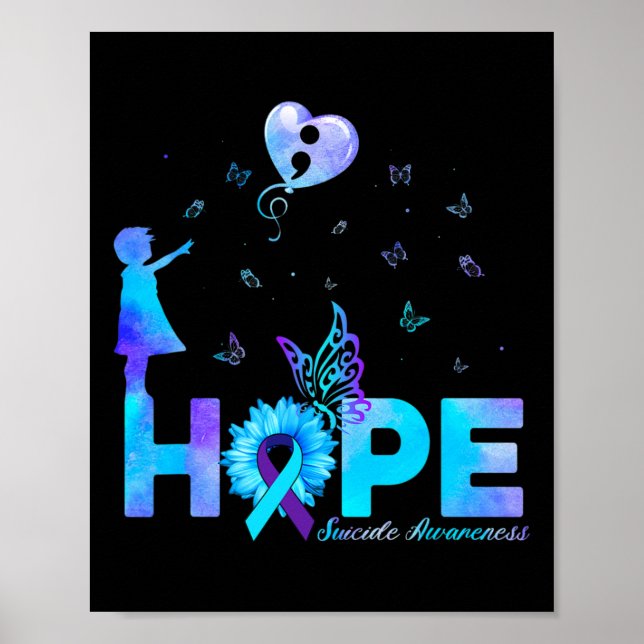 HOPE Butterfly Sunflower Suicide Prevention Awaren Poster (Front)