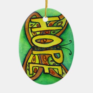 Hope Butterfly Word Art Gift Holiday Ornament