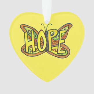 Hope Butterfly Word Art Gift Holiday Ornament