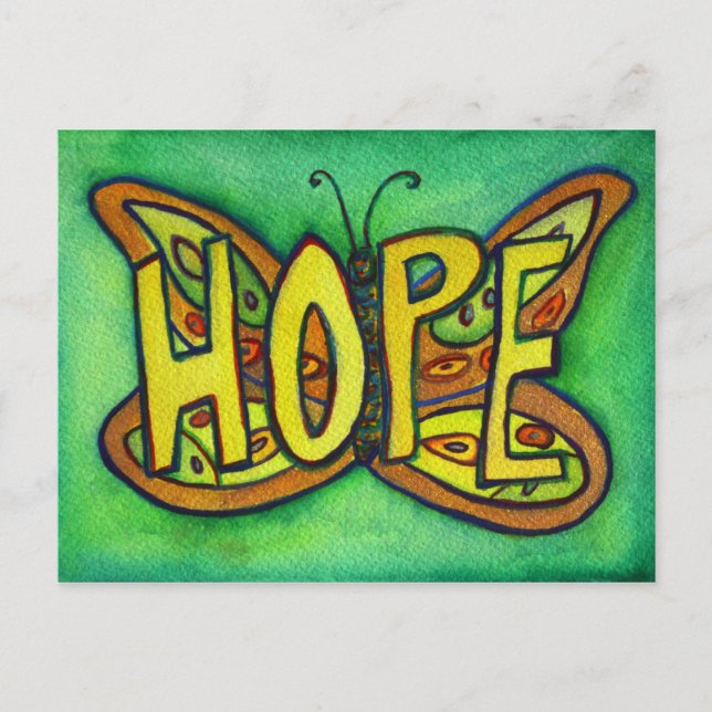 Hope Butterfly Word Art Inspirational Postcard (Front)