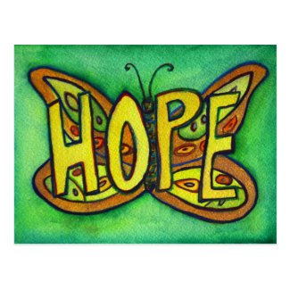Hope Butterfly Word Art Inspirational Postcard