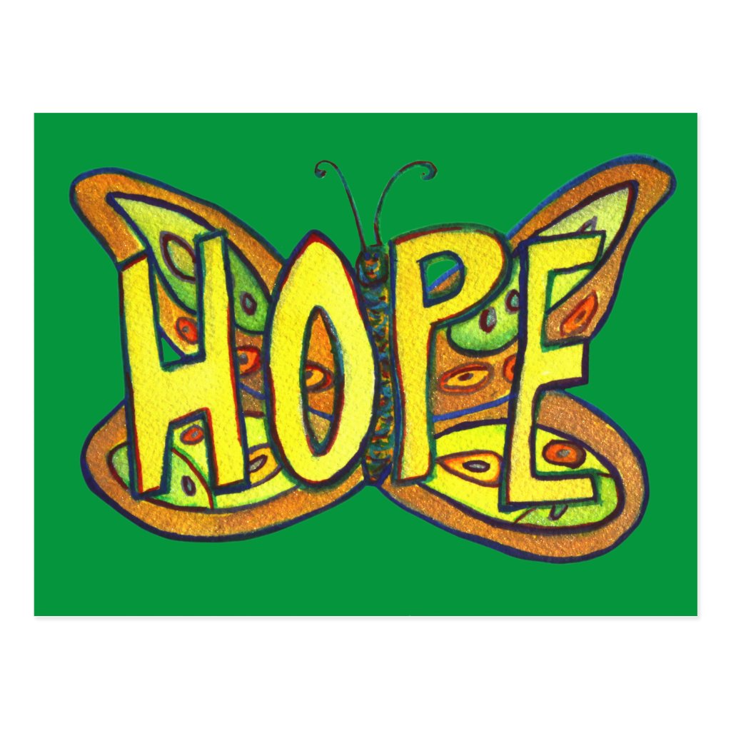 Hope Word Art Green Butterfly Art - DonnaBellas Angels