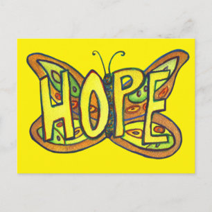 Hope Butterfly Word Art Inspirational Postcards