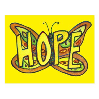 Hope Butterfly Word Art Inspirational Postcards