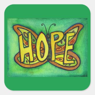 Hope Butterfly Word Art Inspirational Sticker