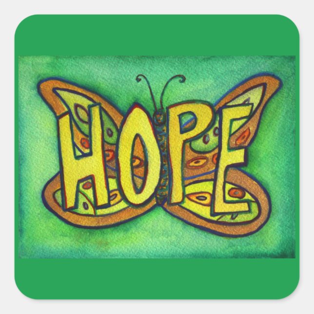 Hope Butterfly Word Art Inspirational Sticker (Front)