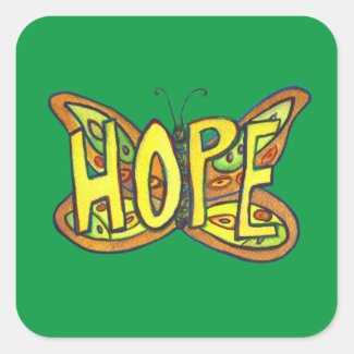 Hope Butterfly Word Art Inspirational Stickers
