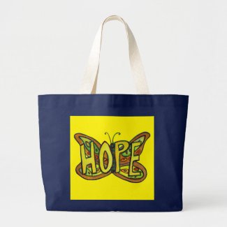 Hope Butterfly Word Art Inspirational Tote Bags