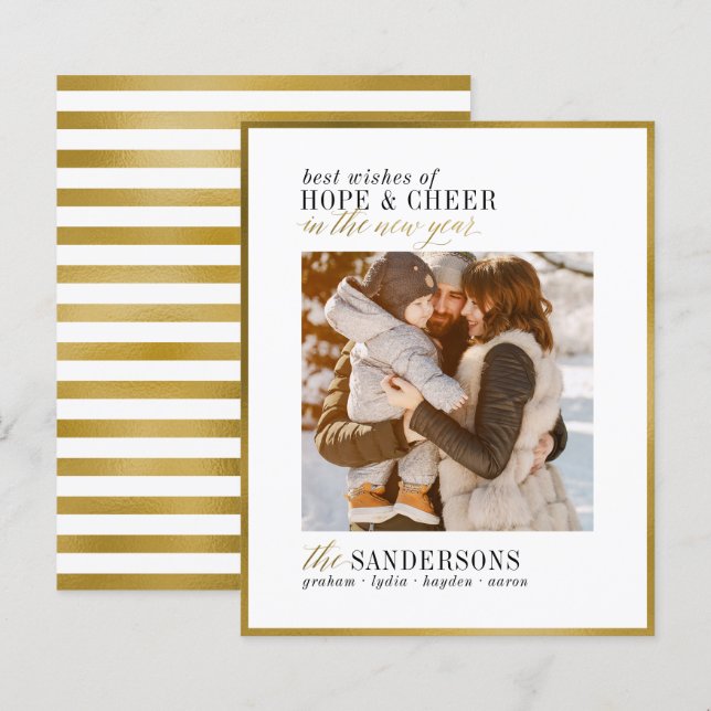Hope & Cheer | Budget New Years Holiday Photo Card (Front/Back)