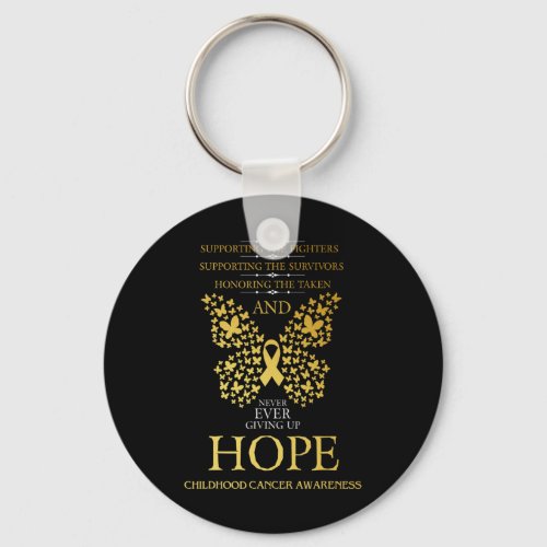 Hope Childhood Cancer Awareness Gold Ribbon  Keychain