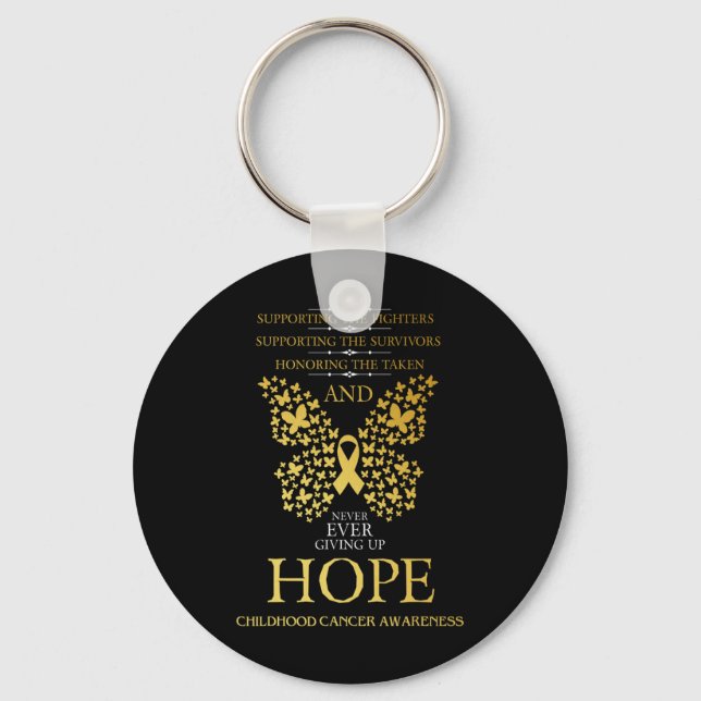Hope Childhood Cancer Awareness Gold Ribbon  Keychain (Front)
