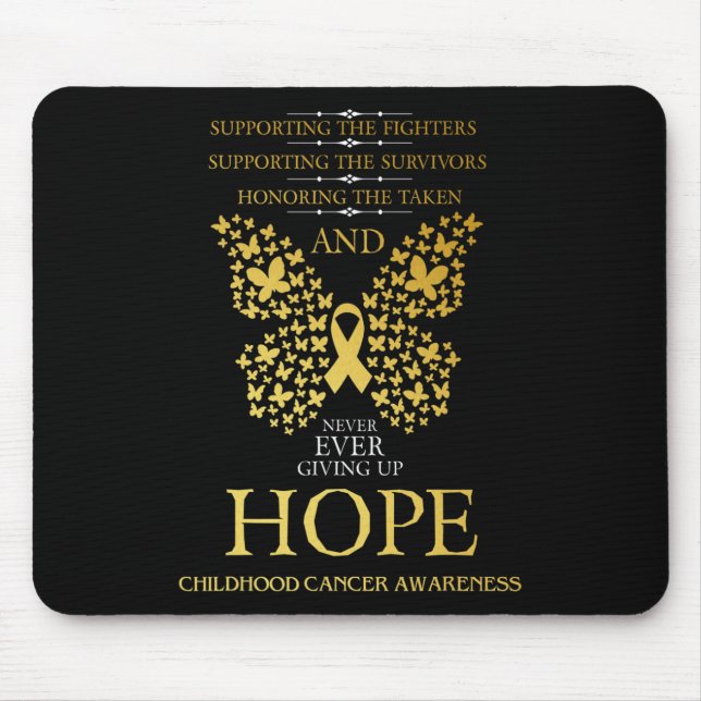 Hope Childhood Cancer Awareness Gold Ribbon  Mouse Pad (Front)