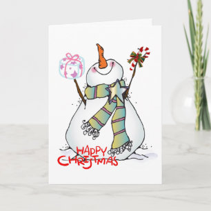 HOPE CHRISTMAS IS "HAPPY" LIKE THIS SNOMAN HOLIDAY CARD