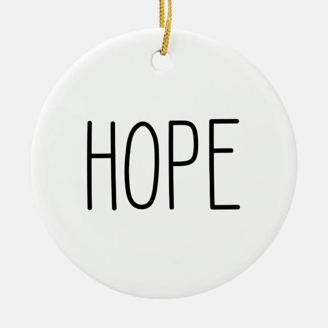 HOPE Christmas Minimal Ceramic Ornament (Front)