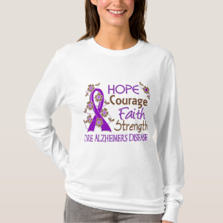 Hope Courage Faith Strength 3 Alzheimer's Disease T-Shirt