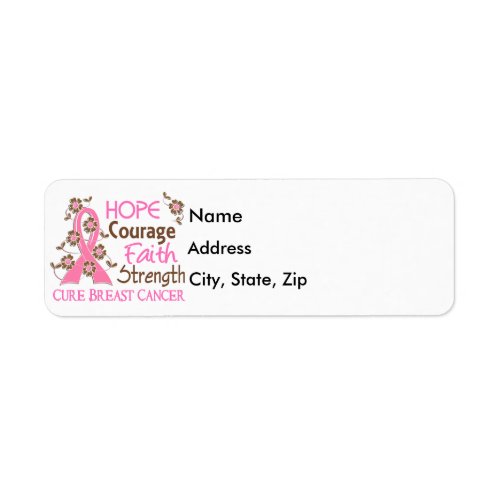 Hope Courage Faith Strength 3 Breast Cancer Label