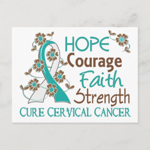 Hope Courage Faith Strength 3 Cervical Cancer Postcard