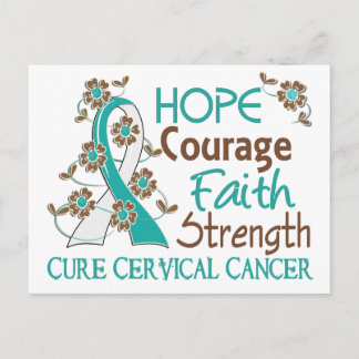 Hope Courage Faith Strength 3 Cervical Cancer Postcard