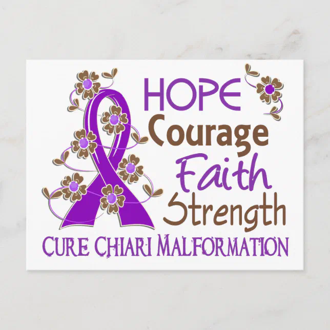 Hope Courage Faith Strength 3 Chiari Malformation Postcard Zazzle