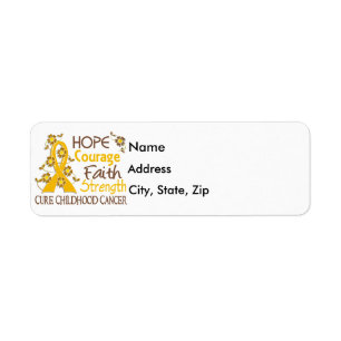 Hope Courage Faith Strength 3 Childhood Cancer Label