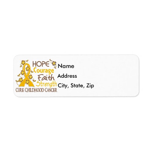 Hope Courage Faith Strength 3 Childhood Cancer Label