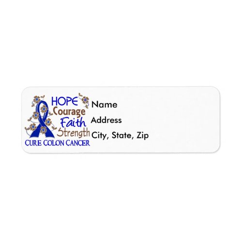 Hope Courage Faith Strength 3 Colon Cancer Label