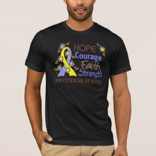 Hope Courage Faith Strength 3 Down Syndrome T-Shirt