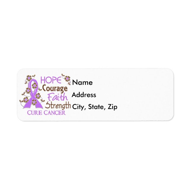 Hope Courage Faith Strength 3 General Cancer Label (Front)