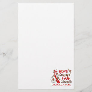 Hope Courage Faith Strength 3 Oral Cancer Stationery