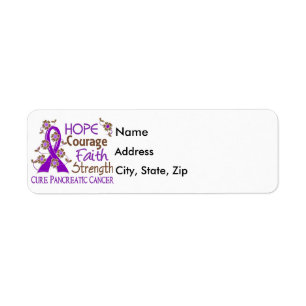 Hope Courage Faith Strength 3 Pancreatic Cancer Label