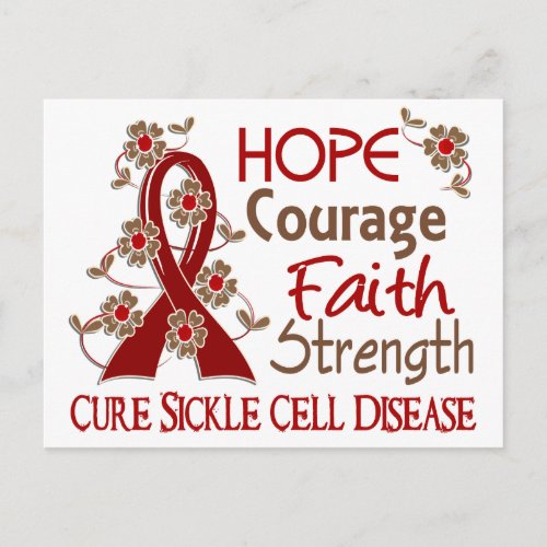 Hope Courage Faith Strength 3 Sickle Cell Disease Postcard