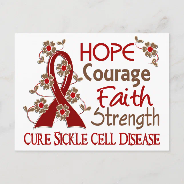 Hope Courage Faith Strength 3 Sickle Cell Disease Postcard Zazzle