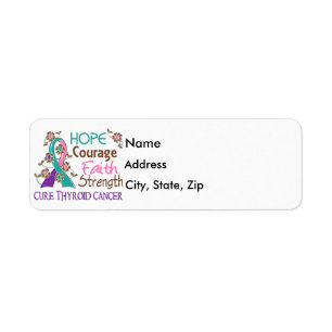 Hope Courage Faith Strength 3 Thyroid Cancer Label