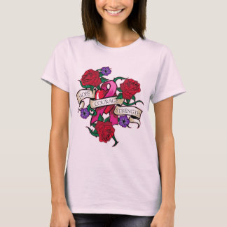 Hope, Courage, Strength-Breast Cancer T-Shirt