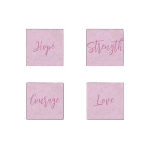 Hope courage strength love pink custom script text stone magnet