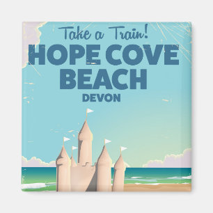 Hope Cove Beach Devon Vintage travel poster Magnet