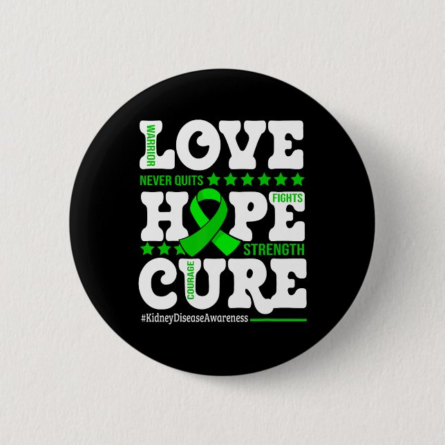 Hope Cure Warrior Kidney Disease Awareness Support Button (Front)