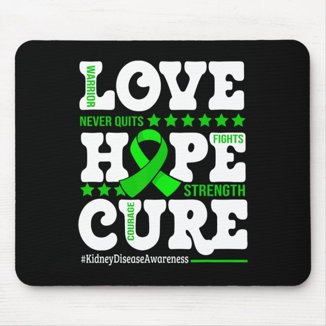 Hope Cure Warrior Kidney Disease Awareness Support Mouse Pad (Front)