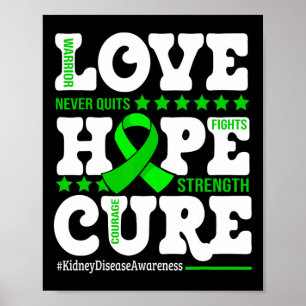 Hope Cure Warrior Kidney Disease Awareness Support Poster
