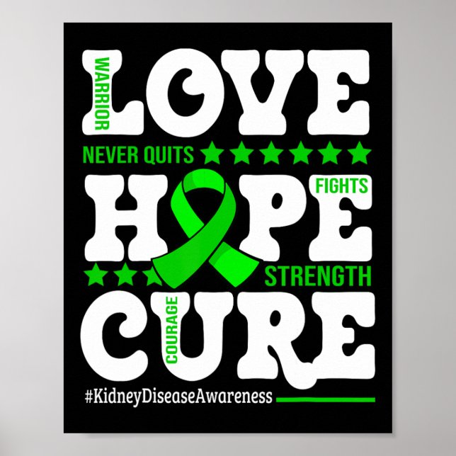 Hope Cure Warrior Kidney Disease Awareness Support Poster (Front)