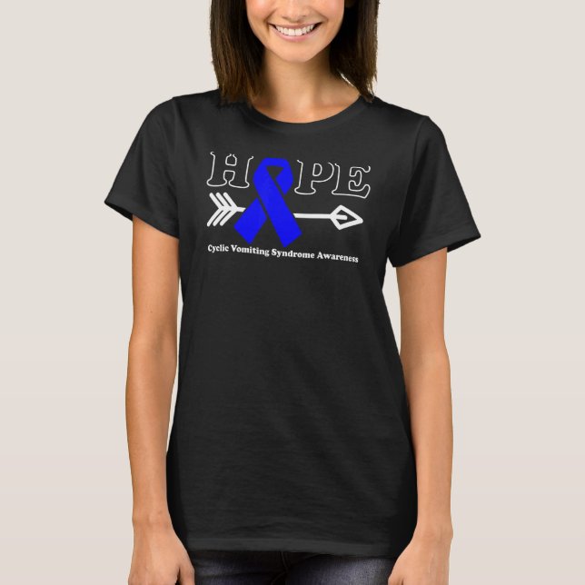 Hope  Cyclic Vomiting Syndrome Awareness Blue Ribb T-Shirt (Front)