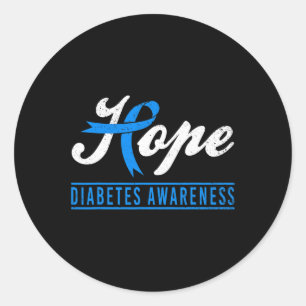 Hope Diabetes Awareness Ribbon Diabetic Type 1 T1 Classic Round Sticker