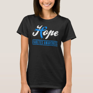 Hope Diabetes Awareness Ribbon Diabetic Type 1 T1 T-Shirt