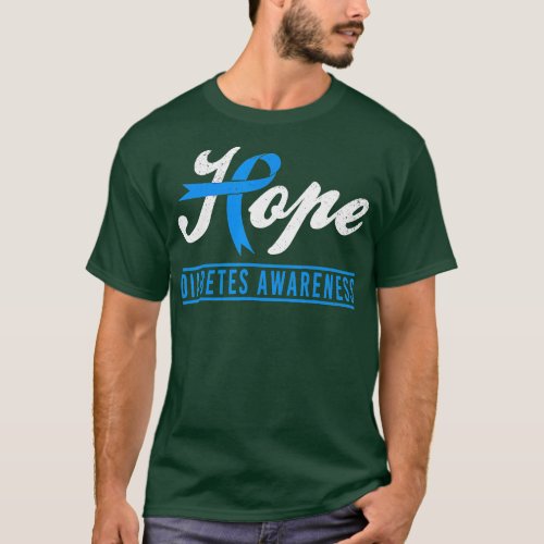 Hope Diabetes Awareness Ribbon Diabetic Type 1 T1  T_Shirt