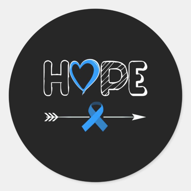 Hope Diabetes Blue Ribbon Diabetes Awareness Classic Round Sticker (Front)