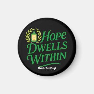 Hope Dwells Within Inspirational Lantern Wreath Magnet